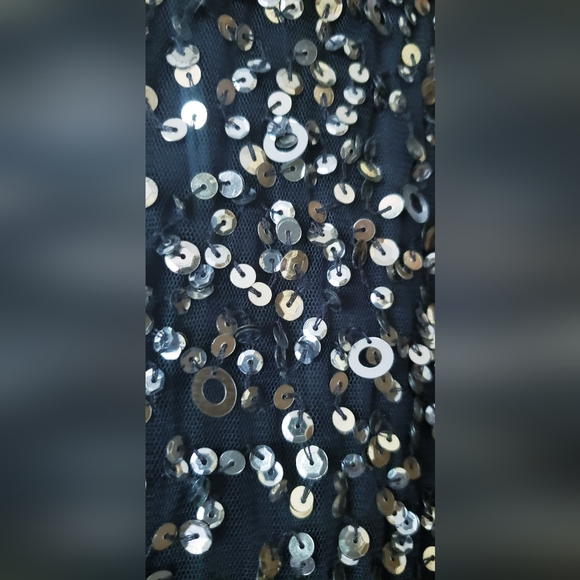 Adrianna Papell Women's Short-Sleeve, Scoop Back All Over Sequin Gown - Picture 8 of 9